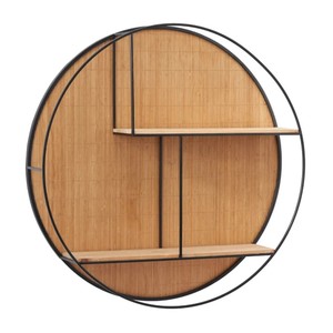Étagère murale contemporaine en bambou avec supports métalliques - Décoration en bois écologique - Product Image 2