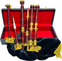 Obexa Scottish Great Highland Bagpipe Set Rosewood Gold Brass Mounts Black Velvet Hard Case Free Reeds Practice Chanter Model