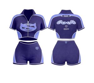 Conjunto de 2 Piezas de Shorts para Mujer, Personalizado, Estilo Urbano TAHAD, Chándal de Color Contrastante, Chaqueta de Manga Corta y Shorts, Conjuntos Deportivos para Mujer - Product Image 2