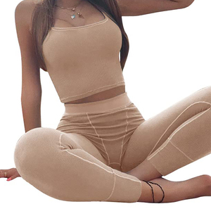 Conjuntos Deportivos de Moda para Mujer, Ropa de Gimnasio Transpirable, Conjunto de 2 Piezas, Shorts con Logotipo Personalizable en la Cintura, OEM - Product Image 6
