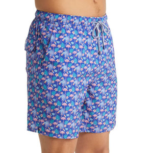 Pantalones cortos de baño con estampado de flamencos para hombre, pantalones cortos informales con cordón en la cintura de secado rápido, pantalones cortos con estampado azul para caminar en la playa - Product Image 4