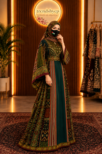 Maxi Thobe élégant et modeste pour femmes |   Robe musulmane ethnique brodée à manches longues, taille naturelle, infroissable |   Moyen-Orient - Product Image 3
