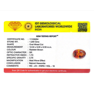 Certified Natural Hessonite Gomed Loose Gemstone-6 Carat Faceted Brilliant Cut 3mm Height Wholesale Quality - Product Image 4