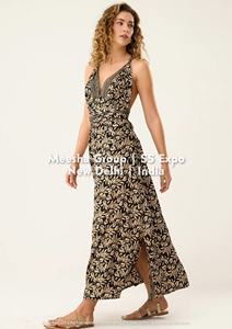 Robe longue dos nu à bretelles croisées pour femme, avec nœud à nouer dans le dos, imprimé floral, col licou, robe longue fluide, assortiment varié - Product Image 6