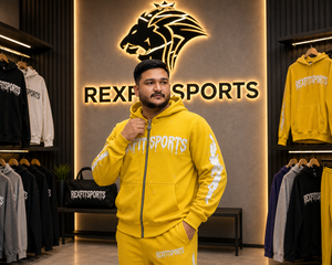 REXFITSPORTS Sudadera con Capucha Gráfica Amarilla para Hombre 2026, 280-300 GSM, Algodón y Poliéster, Forro Polar, Sudadera con Capucha Personalizada Estilo Urbano - Product Image 2