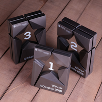 Trophée personnalisé en bois et verre, plaque de gagnant géométrique personnalisée avec logo pour événement d'entreprise, concours, service de conception