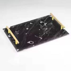 Marble Design Serving Tray with Gold Rim Decorative <b>Coffee</b> <b>Table</b> Tray Luxury Display Platter Home Decor Gift Item - Product Image 4