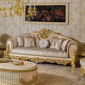 Juego de Sofás Tapizados en Madera de Teca de Lujo Imperial Crown, Muebles Clásicos Europeos para Sala de Estar de Villa Real, Tallados a Mano, Estilo Palacio - Product Image 5