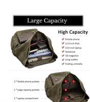 Sac à dos vintage en toile avec garniture en cuir, grande capacité, style militaire, sac à dos de voyage rétro pour hommes et femmes