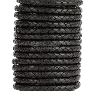 5mm RTS Jewelry Black Shine Bolo Braided Leather Cord Premium Braided Leather <b>String</b> for Craft Projects - Product Image 3