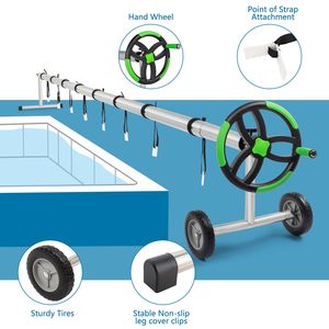 Copertura per piscina interrata in alluminio da 18 piedi alimentata a energia solare con avvolgitore di sicurezza - Product Image 2