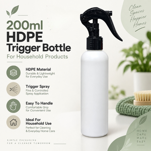 200ml HDPE Trigger <b>Spray</b> <b>Bottle</b> for Household Cleaning Products | Refillable <b>Plastic</b> Container for Home Care Liquid Applications - Product Image 5