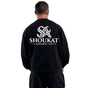 Mes <b>Black</b> <b>Crew</b> <b>Neck</b> <b>Sweatshirt</b> Long Sleeve Pullover Casual Sportswear Top Custom Logo Shoukat Apparel Manufacturer Wholesale - Product Image 4