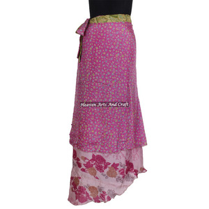 Faldas de seda Indo-Occidentales 2026 - Faldas de seda de dos capas - Faldas indias al por mayor en línea para mujer - Mágica falda india estilo gitano - Product Image 5