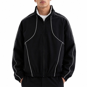 Men's Full Zip <b>Track</b> <b>Jacket</b> Contrast Piping Sportswear Stand Collar Training <b>Jacket</b> Long Sleeve Premium Fabric Custom <b>Jacket</b> - Product Image 1
