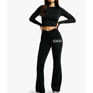 กางเกงโยคะทรงวีเอวสูงสีพื้น OEM สำหรับผู้หญิง ชุดกีฬาลำลอง เนื้อผ้านุ่มสบาย ระบายอากาศได้ดี กันกระแทก เซ็กซี่ เหมาะสำหรับการวิ่งและการฝึกซ้อม - Product Image 1