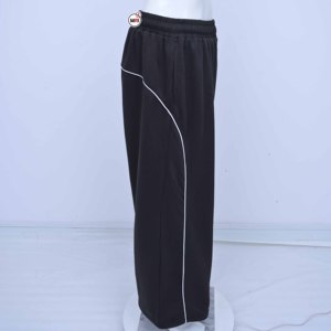 Pantalones Largos Verdes con Corte Acampanado, Cintura con Cordón, Transpirables, Tejidos, Casuales, Otoñales, Unisex, Color Sólido, con Cordones, Ecológicos - Product Image 6