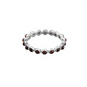 Anillos de Eternidad con Granate Natural, Piedra de Nacimiento de Enero, Plata de Ley 925, Anillo Apilable con Piedra Roja para Aniversario de Bodas para Mujer - Product Image 1