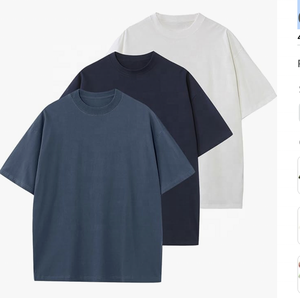 Anti-boulochage respirant 180g Logo de marque personnalisé imprimé coton T-Shirt pour hommes unisexe surdimensionné à manches courtes col rond ample - Product Image 3