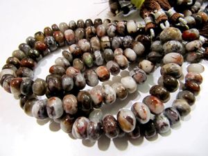 Jade brun naturel, agate de sang ombrée, perles rondes lisses de 8-9 mm - Product Image 4