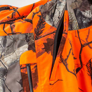 Chaquetas y pantalones de caza impermeables, transpirables, resistentes y con aislamiento térmico, de camuflaje naranja, personalizados por OEM, chaqueta softshell de invierno. - Product Image 6