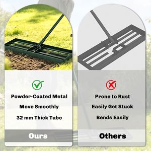 Rastrello Livellante per Prato in Acciaio Inox Resistente 30'' X 10'' con Manico da 66,5'' per Giardini e Campi da Golf - Product Image 6