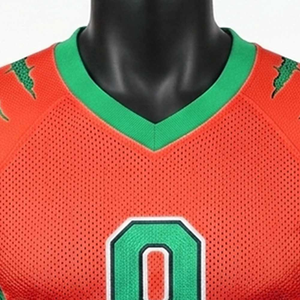 Camiseta de Voleibol para Hombre con Estampado de Leopardo Naranja y Verde, Cuello en V, Manga Corta, Malla Sublimada Transpirable, Ajuste Atlético, Número 9 - Product Image 6