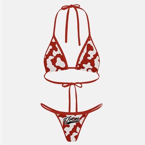 Premium 220 GSM Nylon Spandex <b>Pink</b> <b>Bikini</b> <b>Set</b> Soft Stretch Fabric Tie Side Halter Custom Heat Transfer Logo Women <b>Bikinis</b> <b>Set</b> - Product Image 5