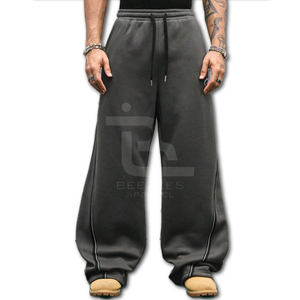 Custom Men's Winter Casual <b>Harem</b> Pants Fleece 100% Cotton Pleated Front Drawstring Closure Ribbon Stitching Breathable Elastic - Product Image 2