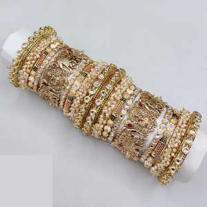 ดีไซน์เนอร์เปิดได้สร้อยคอไข่มุกและกำไล Meenakari เครื่องประดับเจ้าสาวหรูหราพรีเมี่ยม - Product Image 1