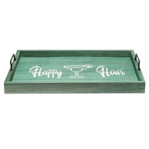 Plateau de service décoratif en bois vert pour boissons Margarita et jus de citron, idéal pour la maison et la salle à manger - Disponible à la vente - Product Image 3