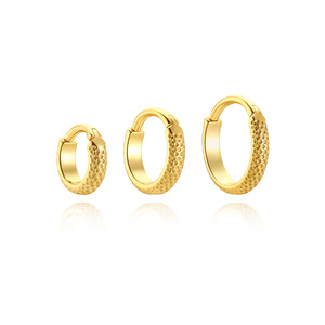 Pendientes de Aro Dorados con Textura Martillada, Plata 925, Juego de Aros Pequeños, Medianos y Grandes - Product Image 2