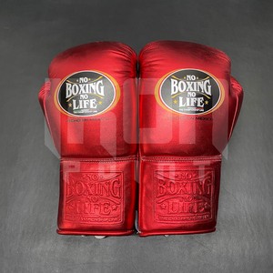 No Boxing No Life Gants de boxe professionnels en cuir de vachette de qualité supérieure à lacets, avec rembourrage épais à 4 couches, respirants - Product Image 3
