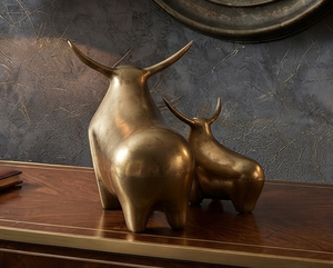Escultura Hecha a Mano de Toro Corriendo, Bañada en Oro, de Latón y Aluminio, Decoración Abstracta para el Hogar - Product Image 6