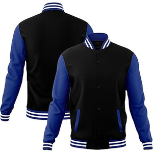 Varsity Baseball <b>Jacket</b> for <b>Winter</b> Stand Canvas with Embroidered Logo and Leather Sleeves Variety - Product Image 3