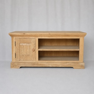 Mueble de TV Moderno de Madera de Teca Sólida con Estantes de Almacenamiento y 1 Puerta para Sala de Estar, Modelo CAB18 - Product Image 3