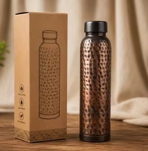 Ayurvedic Copper Water Bottle 1000ml Hand Hammered Pure Copper Leak Proof Travel <b>Drinkware</b> - Product Image 4