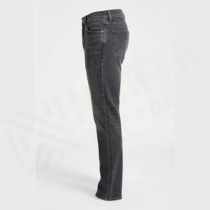 Jean en denim coupe droite délavé foncé pour homme, taille haute, coupe classique, en coton, style décontracté, pantalon d'automne - Product Image 3