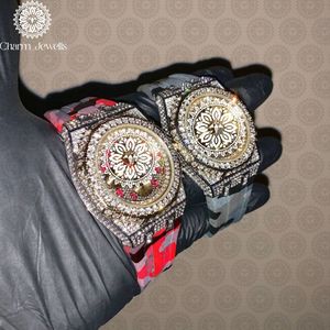 Montre de luxe Charm Jewells en acier inoxydable, boîtier carré de 43 mm, bracelet en caoutchouc, cadran analogique, mouvement mécanique pour homme, 10 bars - Product Image 3