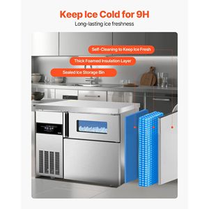 Attrezzature commerciali da cucina in acciaio inox macchina macchina per fabbricare il ghiaccio 220 Lbs/24H 66 Lbs contenitore di ghiaccio Touch cucine - Product Image 5