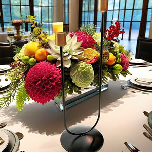 Modern Dual Metal U Shape Black Gold Candle Holder Stand Stable Base Handmade Decorative Table Centerpiece Party Birthday - Product Image 2