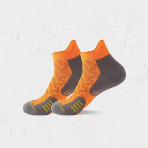 Ankle <b>Socks</b> For <b>Running</b> Breathable Knitted Geometric Pattern Black With Yellow Accents Adult Summer Sports <b>Socks</b> - Product Image 5