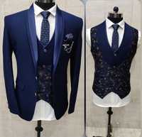 Setelan Jas Tuxedo Pria Gaya Italia Premium, Bahan Polyester 100% Bernapas, Pewarnaan Garment, 150gsm, Anti-Statik, Kancing Satu Baris
