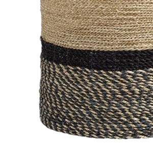 Artisan Crafted Natural Seagrass <b>Basket</b> with Black Dip Dyed Base Design Storage Laundry <b>Hamper</b> Bin with Handles New - Product Image 4