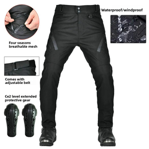 Motorcycle Leather Cordura Riding Pants with CE Removable Knee & Hip <b>Protectors</b> | Waterproof Biker Trousers | Hike Impex - Product Image 1