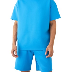 Ensemble chemise et short pour homme, 2 pièces, de haute qualité, imprimé logo, 100% coton respirant, pour l'été - Product Image 3