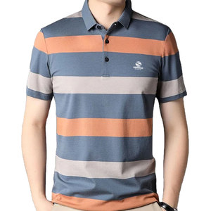เสื้อโปโลชายลายทาง ผ้าคอตตอนผสม แขนสั้น สไตล์ลำลอง ใส่สบายสำหรับฤดูร้อน ทรงปกติ ระบายอากาศได้ดี แฟชั่น รับผลิตตามแบบ OEM - Product Image 4