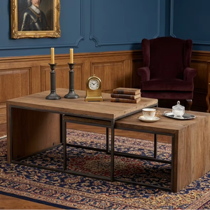 Agera Solid Wood Modern Eco-Friendly Durable Coffee <b>Table</b> Set 2 <b>Nesting</b> <b>Tables</b> Natural Finish for Villa Resort Residential - Product Image 3