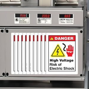 Peligro de Alto Voltaje, Riesgo de Descarga Eléctrica, Calcomanías de Seguridad, Impermeables, Resistentes a los Arañazos, Resistentes al Calor, Adhesivo 3M, Etiquetas de Embalaje E04 - Product Image 4