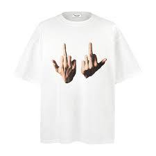 T-shirt graphique Doigt d'honneur - Streetwear urbain coupe oversize - Impression numérique Rebel Hands - Haut Hip Hop en coton premium coupe carrée - Product Image 3